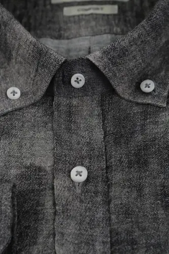 Gri Comfort Fit Gofre Kumaş Düğmeli Yaka Desenli Gömlek - JAKAMEN (1)