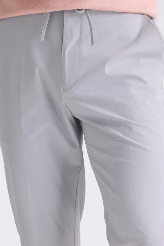 Gri Comfort Fit Beli Lastikli Jogger Pantolon - 3