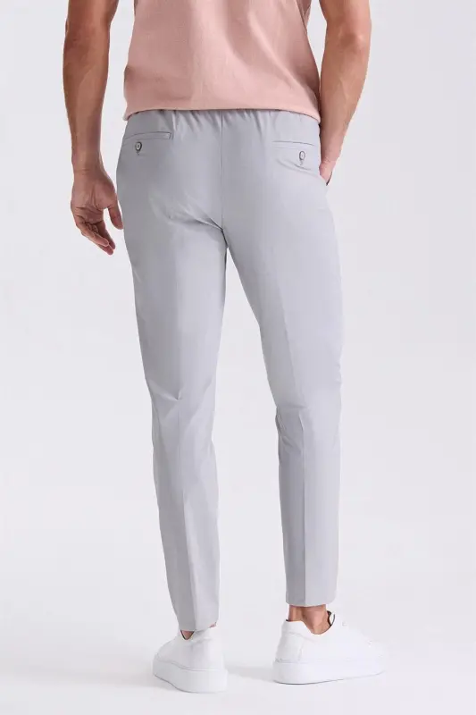 Gri Comfort Fit Beli Lastikli Jogger Pantolon - 4
