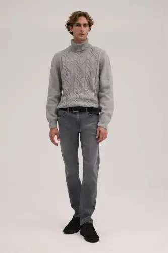 Gri Comfort Fit Pamuklu Esnek Jean Kot Pantolon - 2