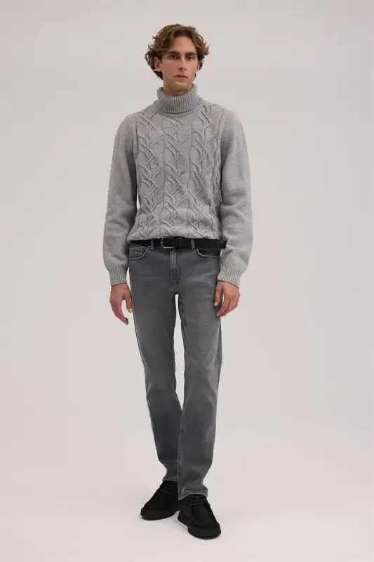 Gri Comfort Fit Pamuklu Esnek Jean Kot Pantolon - 2