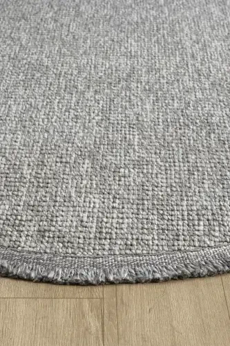 Gri Daire Yuvarlak Saçaklı Modern Dokuma Halı GRİ DAİRE-Gri 3 - 4