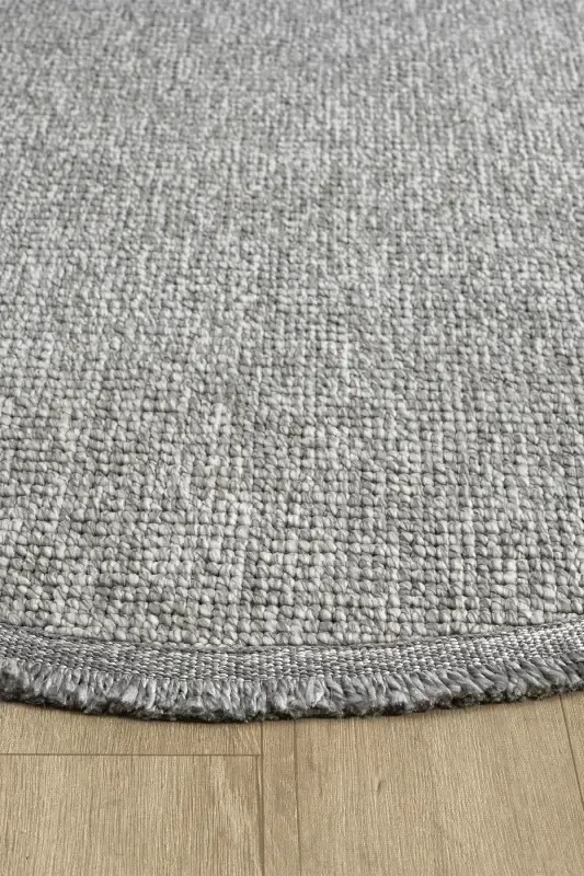 Gri Daire Yuvarlak Saçaklı Modern Dokuma Halı GRİ DAİRE-Gri 3 - 4