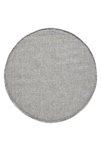 Gri Daire Yuvarlak Saçaklı Modern Dokuma Halı GRİ DAİRE-Gri 3 - 6