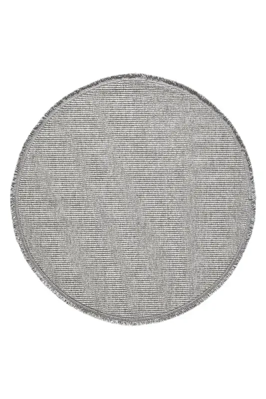 Gri Daire Yuvarlak Saçaklı Modern Dokuma Halı GRİ DAİRE-Gri 3 - 6