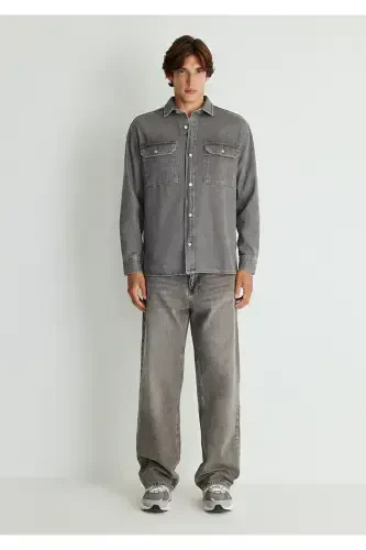 Gri Denim Gömlek Loose Fit / Bol Rahat Kesim 0211149-80739 - MAVI (1)