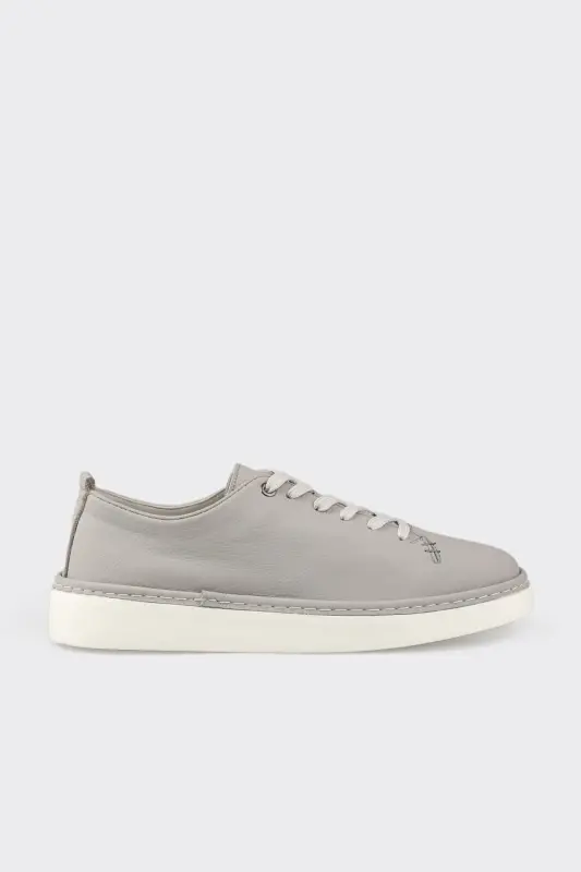Gri Deri Erkek Günlük Ayakkabı - Gri - ELLE SHOES