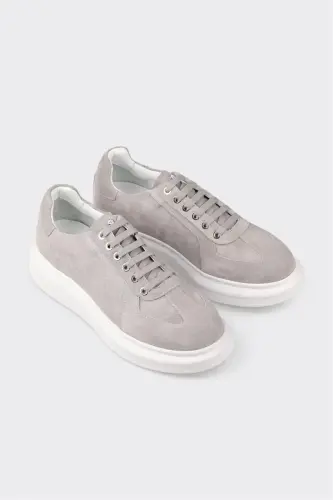 Gri Deri Erkek Spor Ayakkabı - Gri - ELLE SHOES (1)