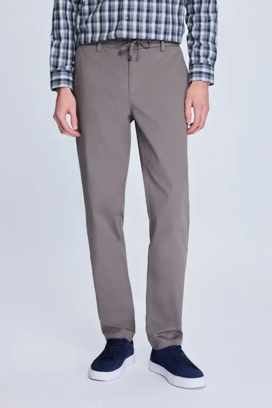 Gri Dinamik Fit Desenli Yandan Cepli Casual Jogger Pantolon - Gri - 1