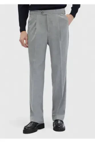 Gri Düz Dokuma Loose Fit Casual Pantolon - 2