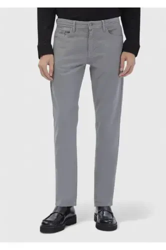 Gri Düz Dokuma Slim Fit Casual Pamuk Karışımlı Pantolon - RAMSEY (1)
