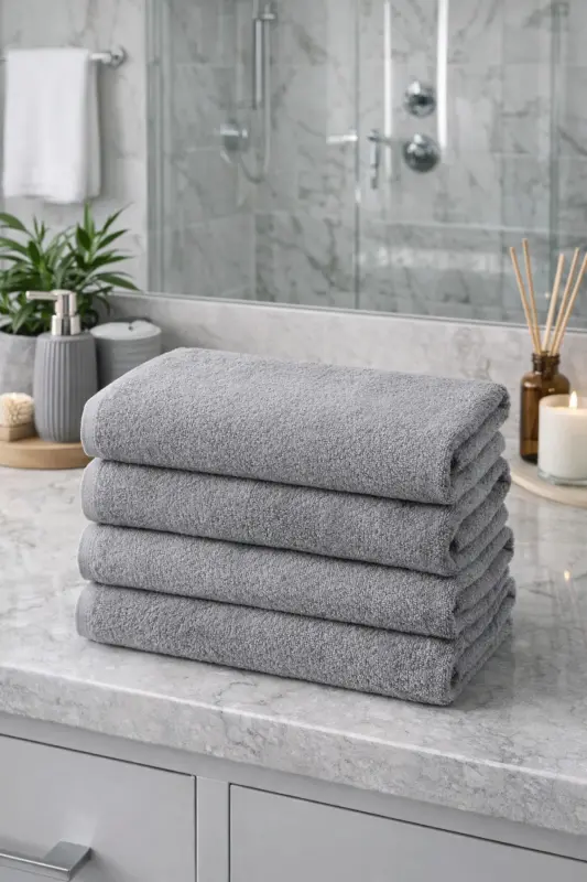 Gri El Havlusu 4'lü Paket Otel Kuaför Berber Havlusu %100 Pamuk 200 Gr/adet 50x90 Cm - Gri - 1