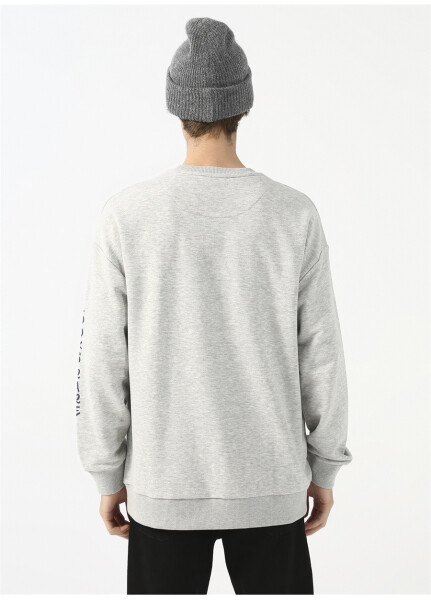 Gri Erkek Oversize Sweatshirt, Yaka Detaylı - 11