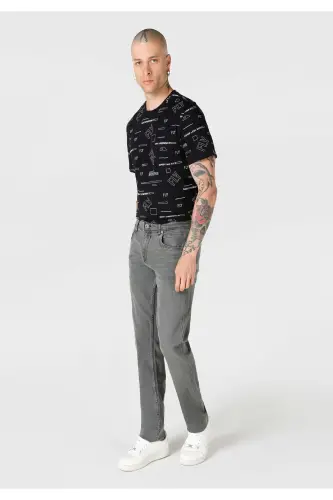 Straight Fit Düşük Bel Düz Paça Erkek Gri Jean Pantolon - MEHRO WASH - 3