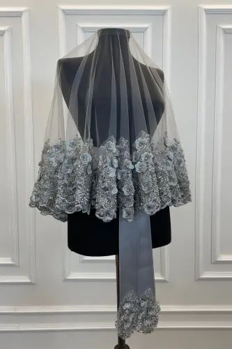 Gri Gelin Duvak Seti, Kına Duvağı, Vip Model-Gri - 1