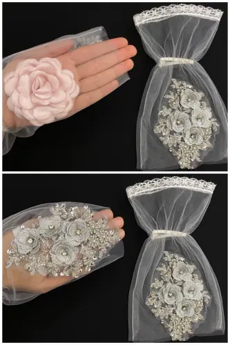 Gri Gelin Duvak Seti, Kına Duvağı, Vip Model-Gri - 7