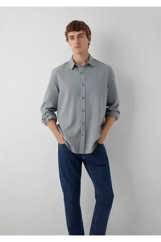 Gri Gömlek Regular Fit / Normal Kesim 0210818-70118 - Gri - MAVI (1)