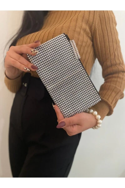 Gri Gümüş Portföy Clutch Işıltılı El Çantası-Gri - SMY BAG (1)