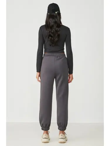 Gri Jogger Lastikli Spor Eşofman Altı 806 Füme-Gri - 4