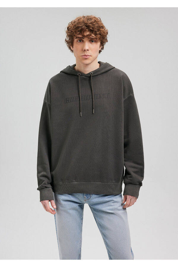 Kapüşonlu Baskılı Gri Sweatshirt 0S10114-86803 - 2