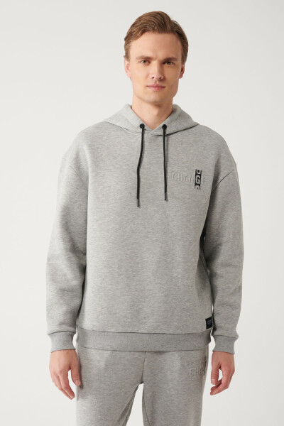 Gri Kapüşonlu Sweatshirt - 8