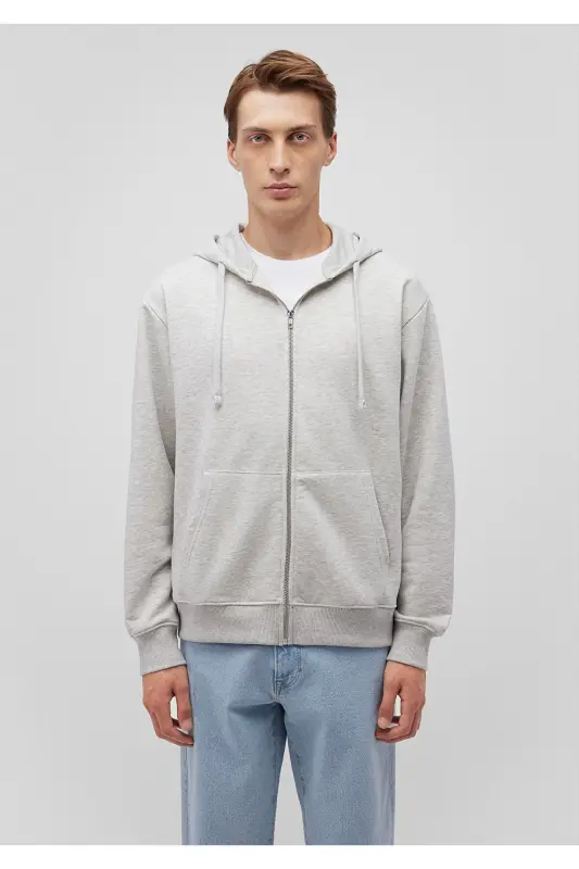 Sırt Baskılı Kapüşonlu Gri Sweatshirt 0S10174-82498 - Gri-82498 - 3