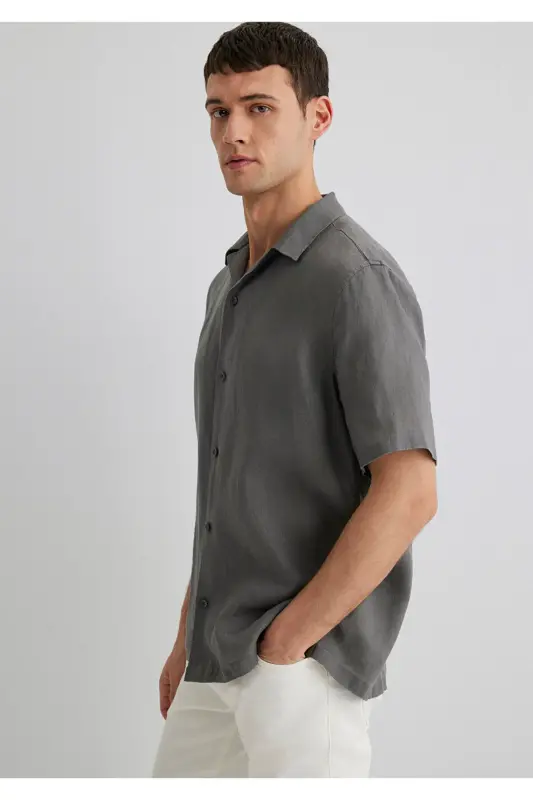Antrasit Keten Gömlek Regular Fit / Normal Kesim 0211474-70096 - Gri-70096 - MAVI