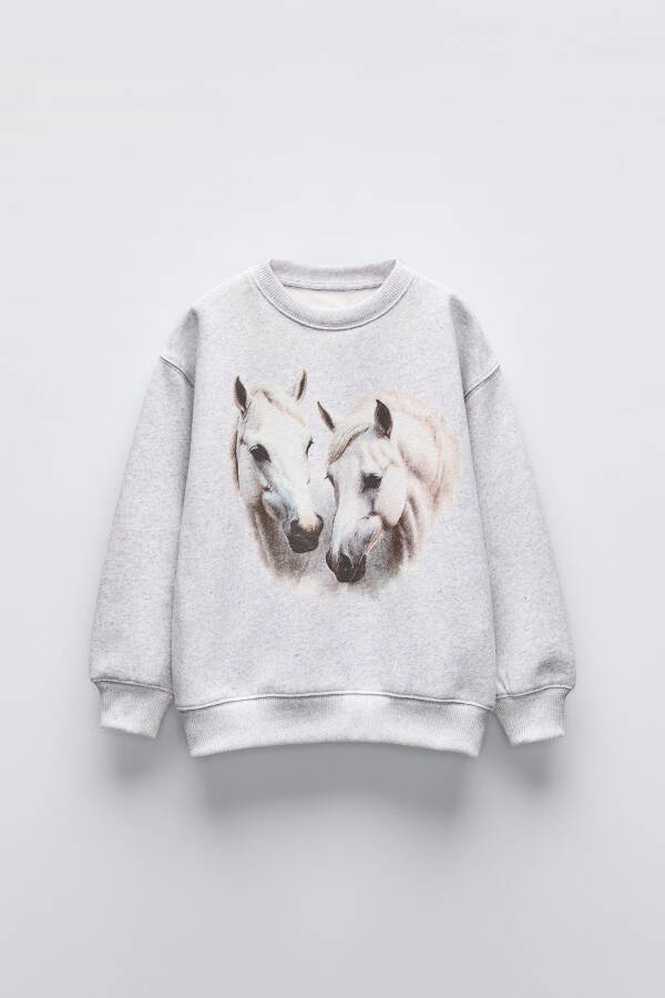 Gri marn baskılı sweatshirt - 6