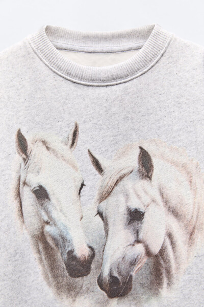 Gri marn baskılı sweatshirt - 3