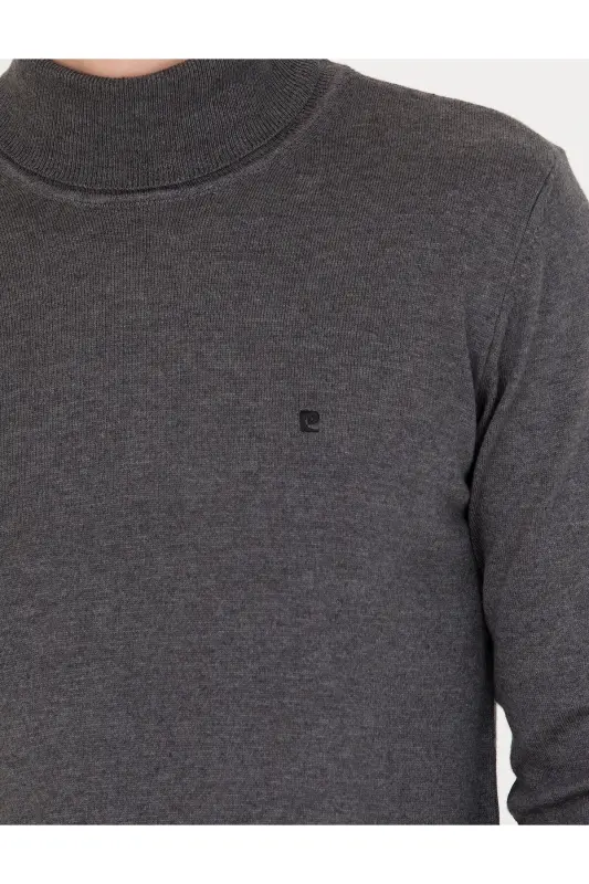 Gri Melanj Slim Fit Balıkçı Yaka Basic Triko Kazak 50276531-VR086-142342 - 7