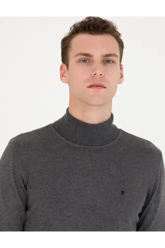Gri Melanj Slim Fit Balıkçı Yaka Basic Triko Kazak 50276531-VR086 - 142342 - Pierre Cardin (1)