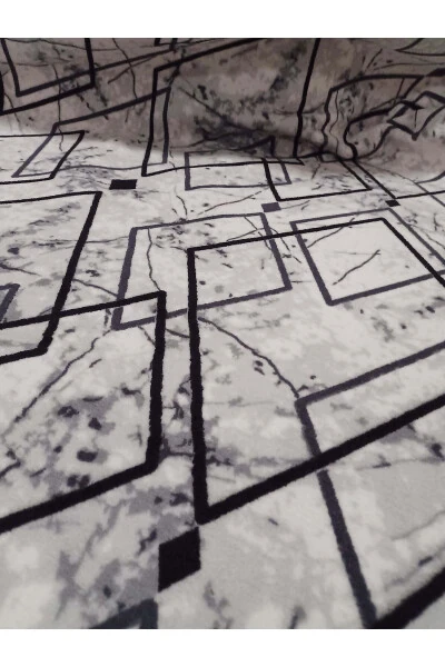 Gri Modern Yumuşak Yıkanabilir Kaymaz Taban Dört Mevsimlik Salon Banyo Balkon Gençodası Kesme Yolluk - 3