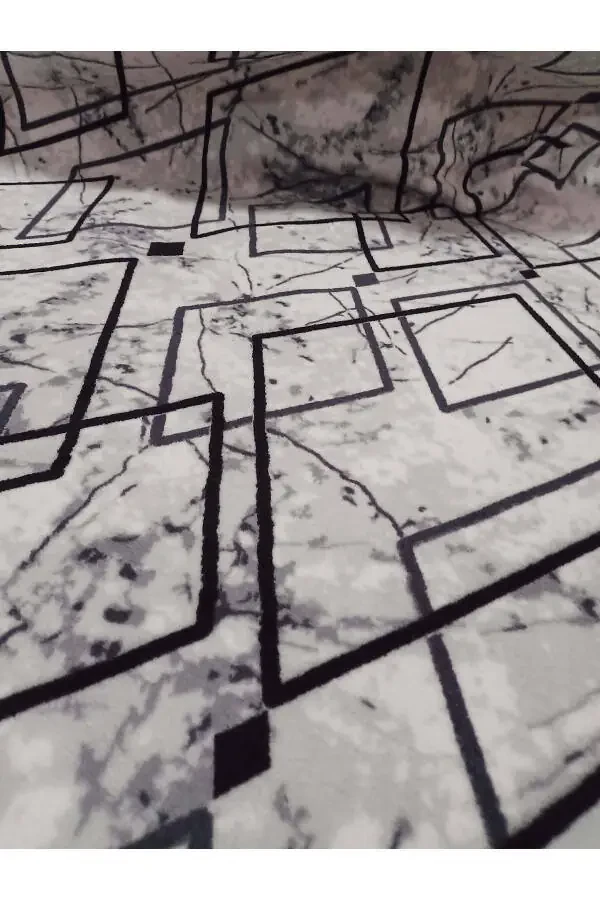 Gri Modern Yumuşak Yıkanabilir Kaymaz Taban Dört Mevsimlik Salon Banyo Balkon Gençodası Kesme Yolluk - 3