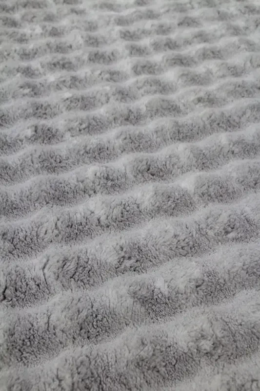 Gri Oval Peluş Kabartma Kaymaz Taban Dot Yıkanabilir Salon Koridor Mutfak Çocuk Odası - 2