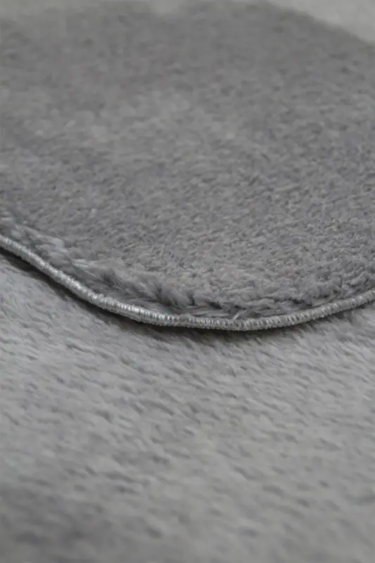 Gri Oval Post Halı Peluş Yumuşak Kaymaz Dot Taban Antibakteriyel - Gri - 4