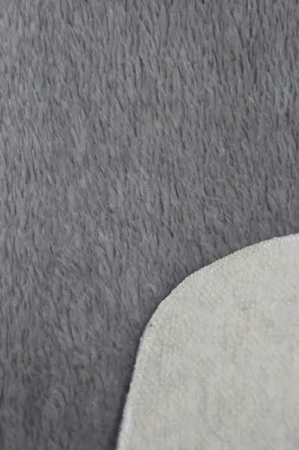 Gri Oval Post Halı Peluş Yumuşak Kaymaz Dot Taban Antibakteriyel - Gri - 6