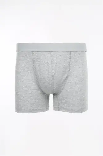 Gri Pamuklu Esnek Kumaş Düz Boxer 