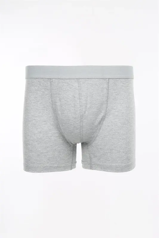 Gri Pamuklu Esnek Kumaş Düz Boxer - 1