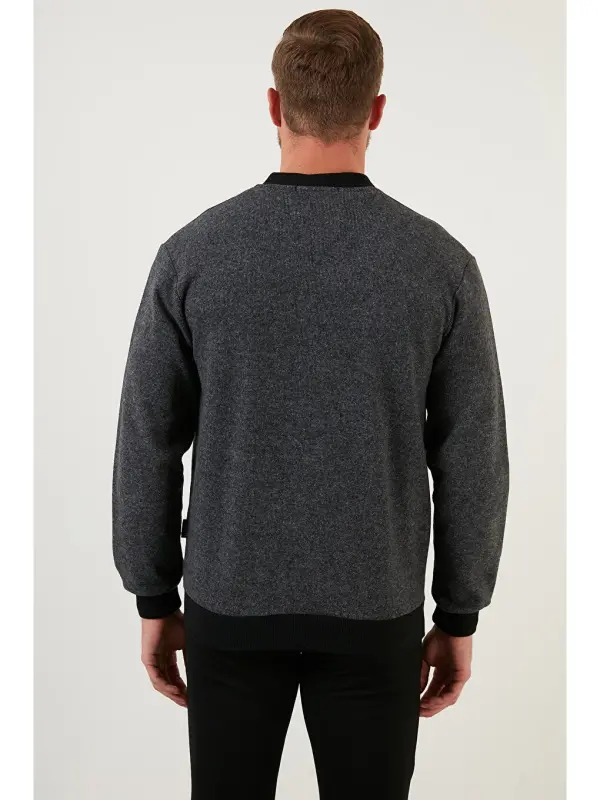Gri Pamuklu Regular Fit Düğmeli V Yaka Hırka 456205-Gri - 6