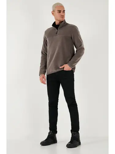 Gri Regular Fit Anti-Pilling Tüylenme Yapmayan Bato Yaka Kışlık Şardonlu Erkek Polar 5906001-Gri - LC WAIKIKI (1)