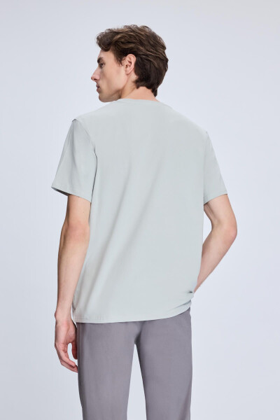 Gri Regular Fit Bisiklet Yaka Pamuklu Triko Tişört - Gri - 5
