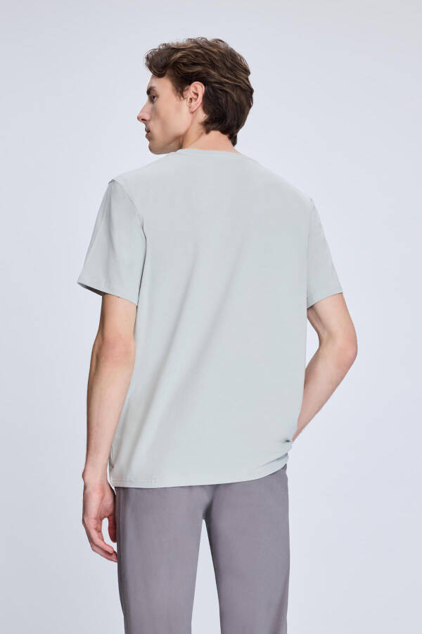 Gri Regular Fit Bisiklet Yaka Pamuklu Triko Tişört - Gri - 5