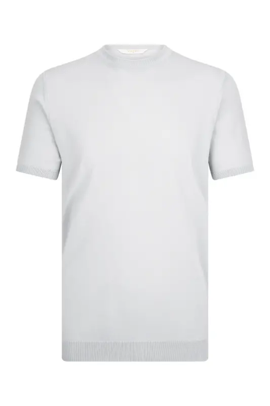 Gri Regular Fit Bisiklet Yaka Rayon Tişört - Gri - HATEMOĞLU