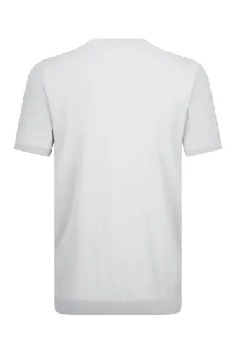 Gri Regular Fit Bisiklet Yaka Rayon Tişört - Gri - HATEMOĞLU (1)
