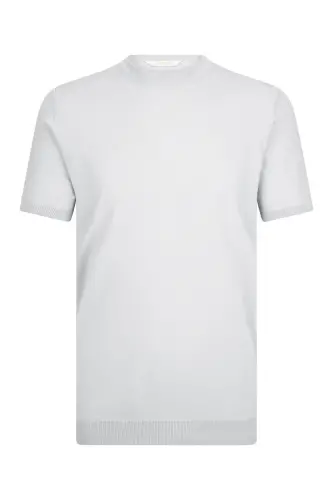 Gri Regular Fit Bisiklet Yaka Rayon Tişört - Gri 