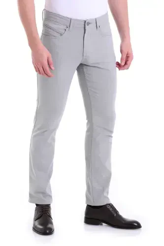 Gri Regular Fit Desenli Pamuklu 5 Cep Kanvas Pantolon-Gri D. - 2