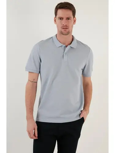 Gri Regular Fit Pamuklu Düğmeli Polo Tişört 5902326-Gri - 4