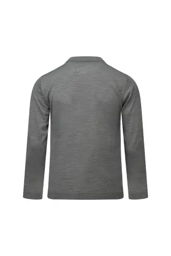 Gri Regular Fit Polo Yaka Yünlü Kazak-Gri00 - HATEMOĞLU (1)