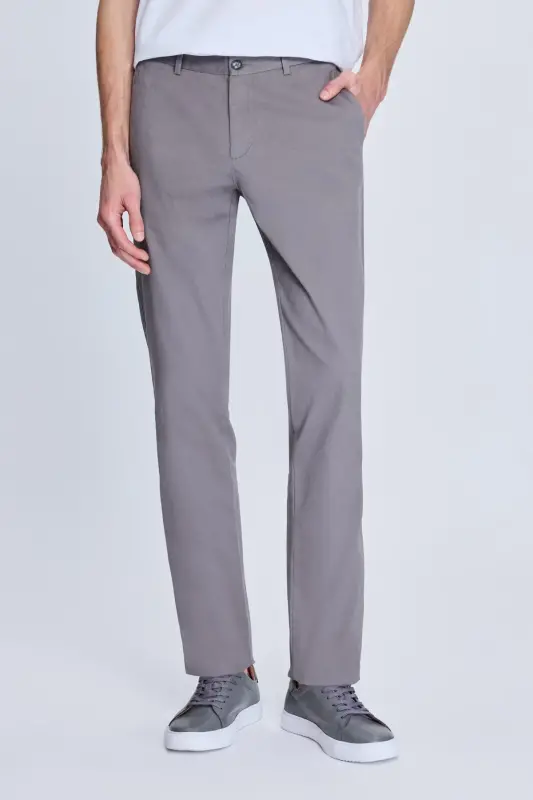 Gri Regular Fit Yandan Cepli Casual Kanvas Pantolon - Gri - 1