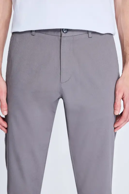 Gri Regular Fit Yandan Cepli Casual Kanvas Pantolon - Gri - 3